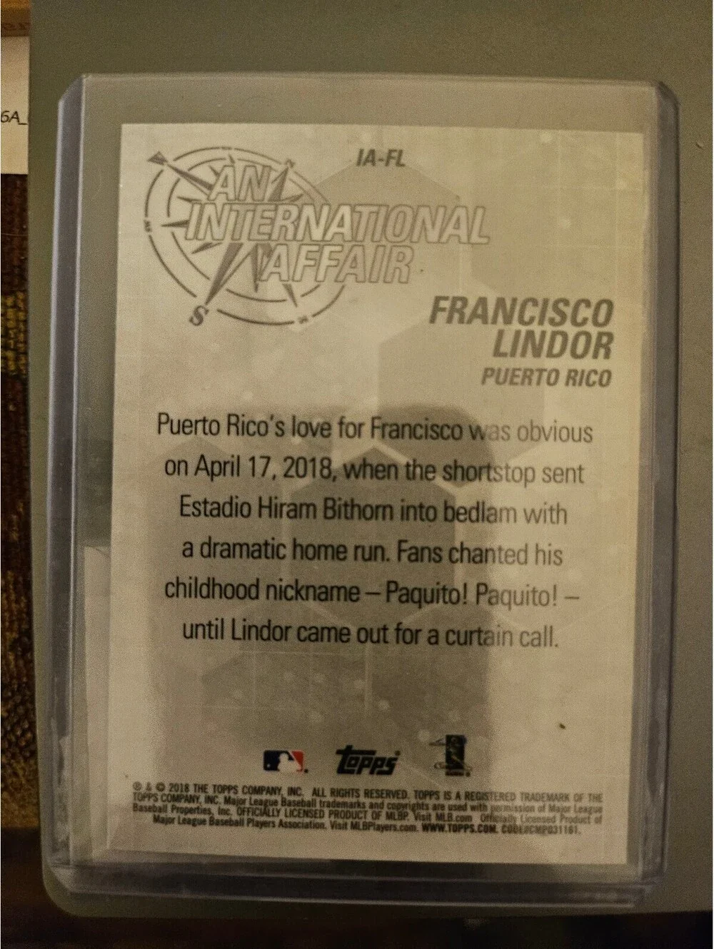 Francisco Lindor 2018 Topps Chrome Update Edition #IA-FL Baseball intnl affair